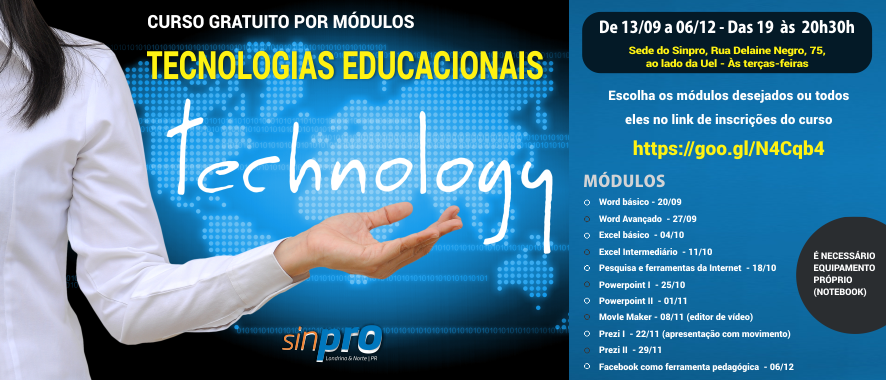 CURSO DE TECNOLOGIAS EDUCACIONAIS COMEÇA AMANHÃ