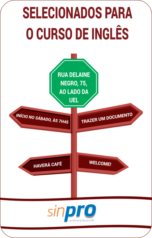 LISTA DOS SELECIONADOS PARA O CURSO DE INGLÊS